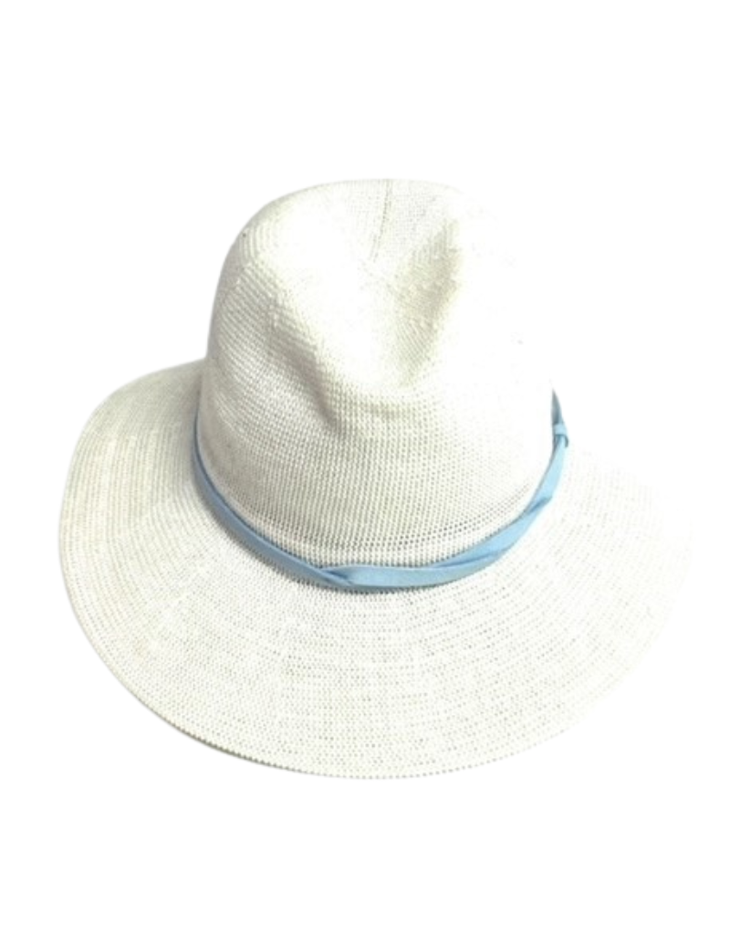 20S-0277 Cream Knit Fedora Hat with Braided Faux Leather Band 23