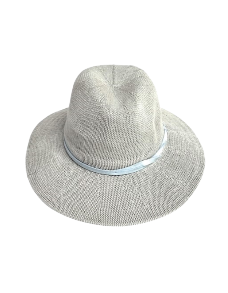20S-0277 Grey Knit Fedora Hat with Braided Faux Leather Band 23