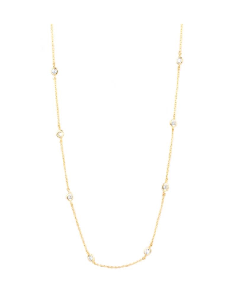 2042N Gold Plated-Sterling 24" CZ Bezel Set Necklace