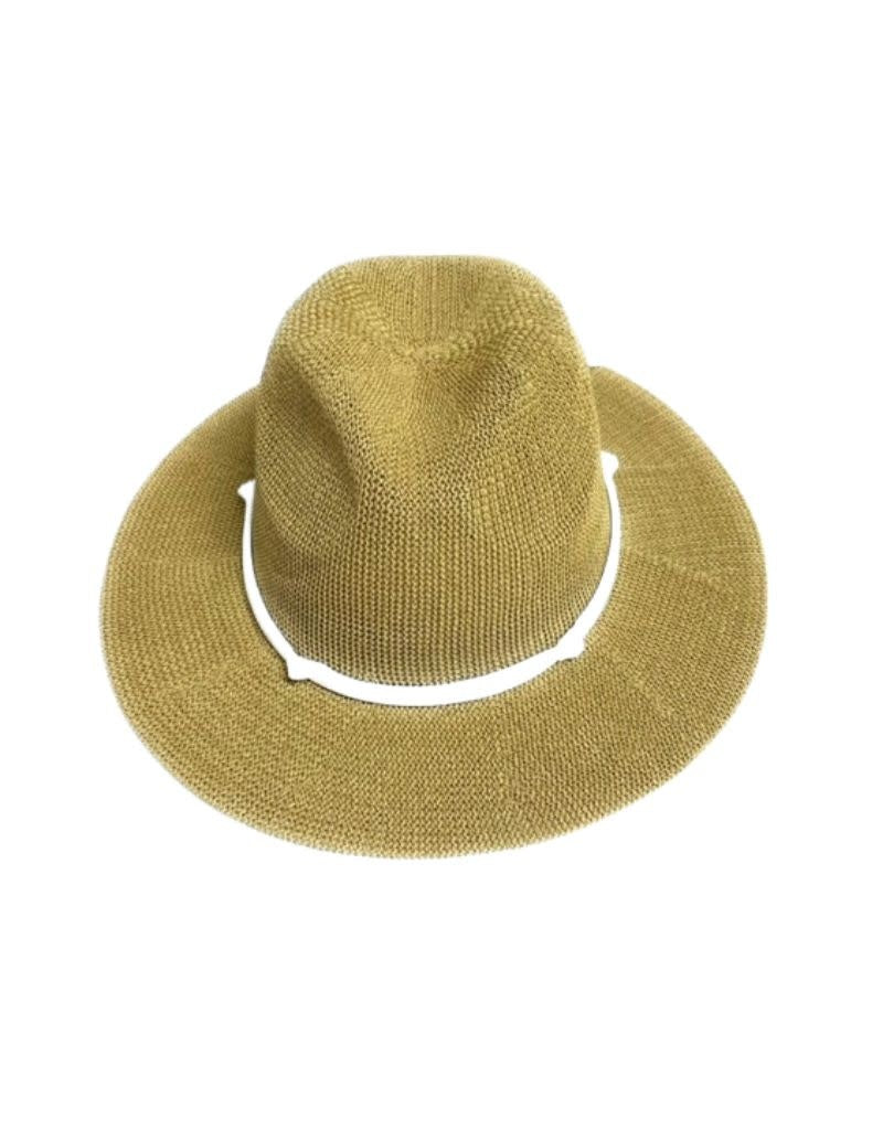 23S-0223 Woven Fedora Brim Hat With Tie Natural 24