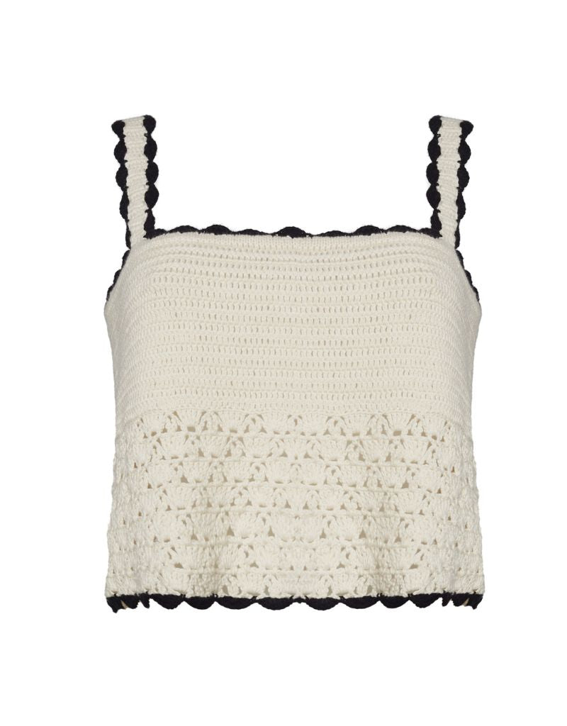 Caria Crochet Top Ivory Black Combo