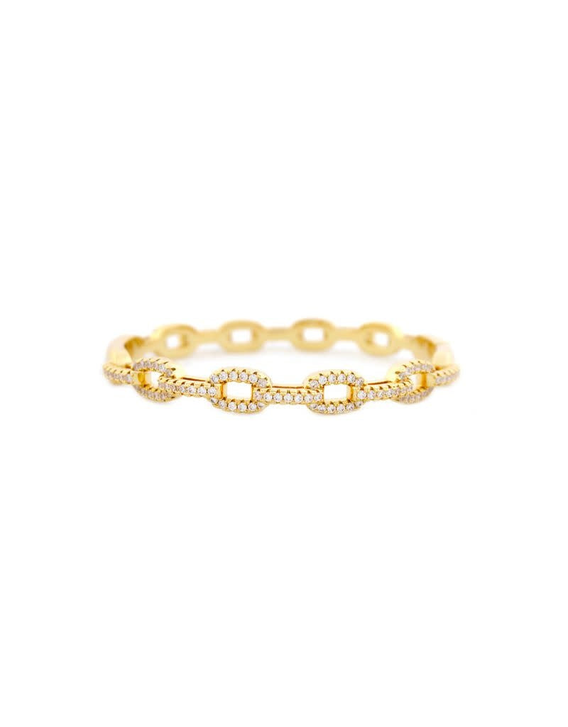 2713B Sterling Pave CZ Link Bangle Gold Plated