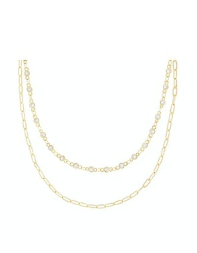 3255N Layered Diamonds by the Yard and Link Chain Necklace