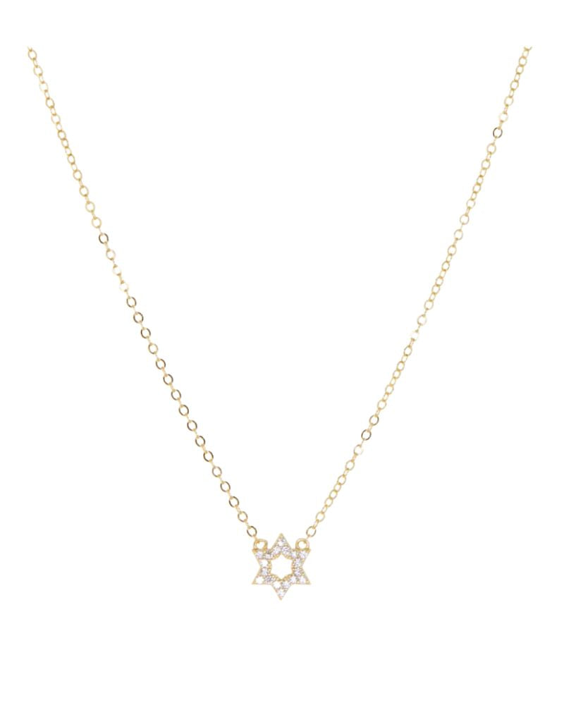 3686N Gold Plated Small CZ Star of David Necklace