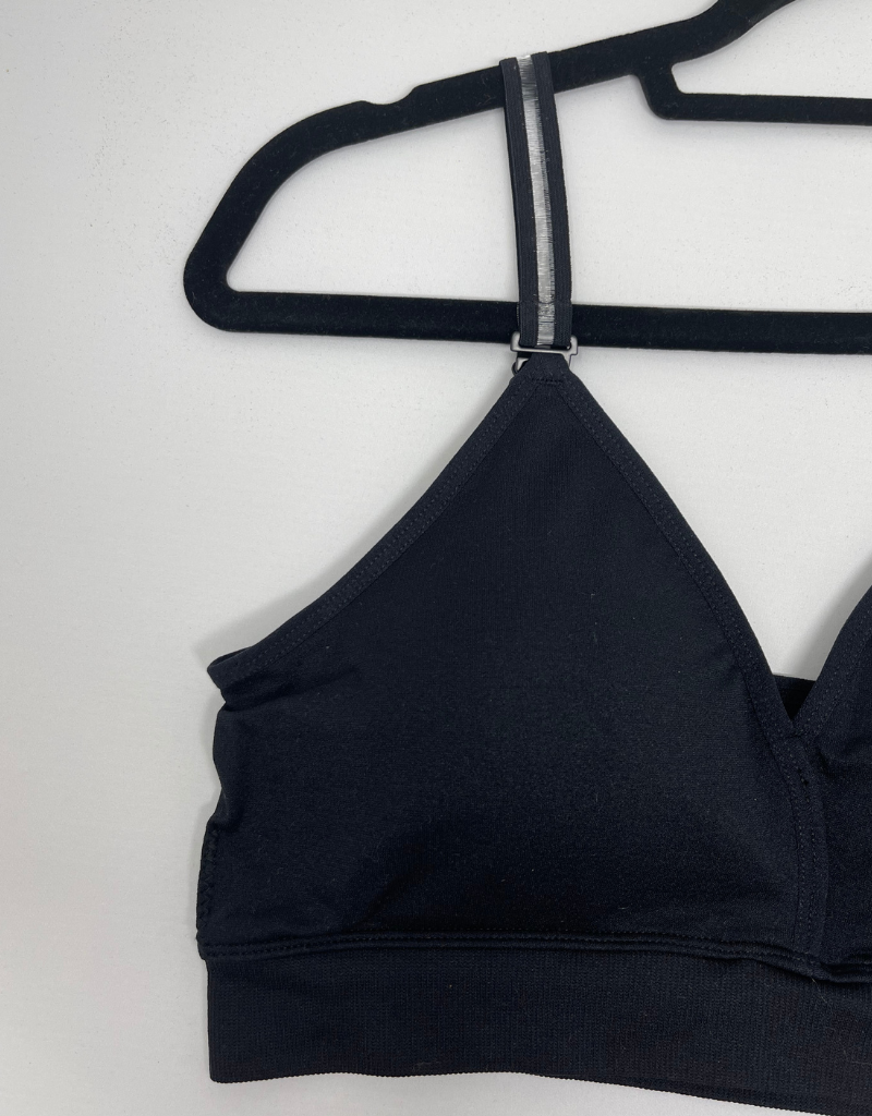 Black Plunge Bra with Interchangable Black Skinny Sheer