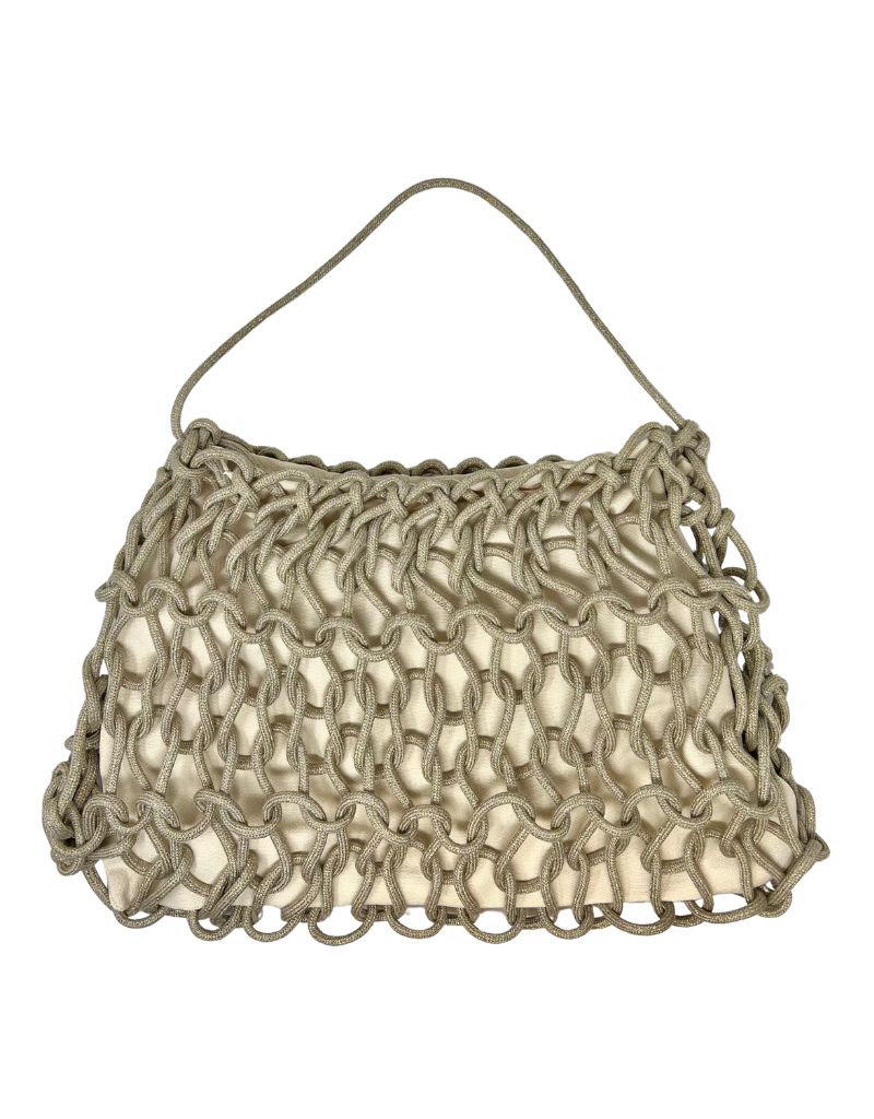 Alienina Nadia Bag Cotton Linen and Gold