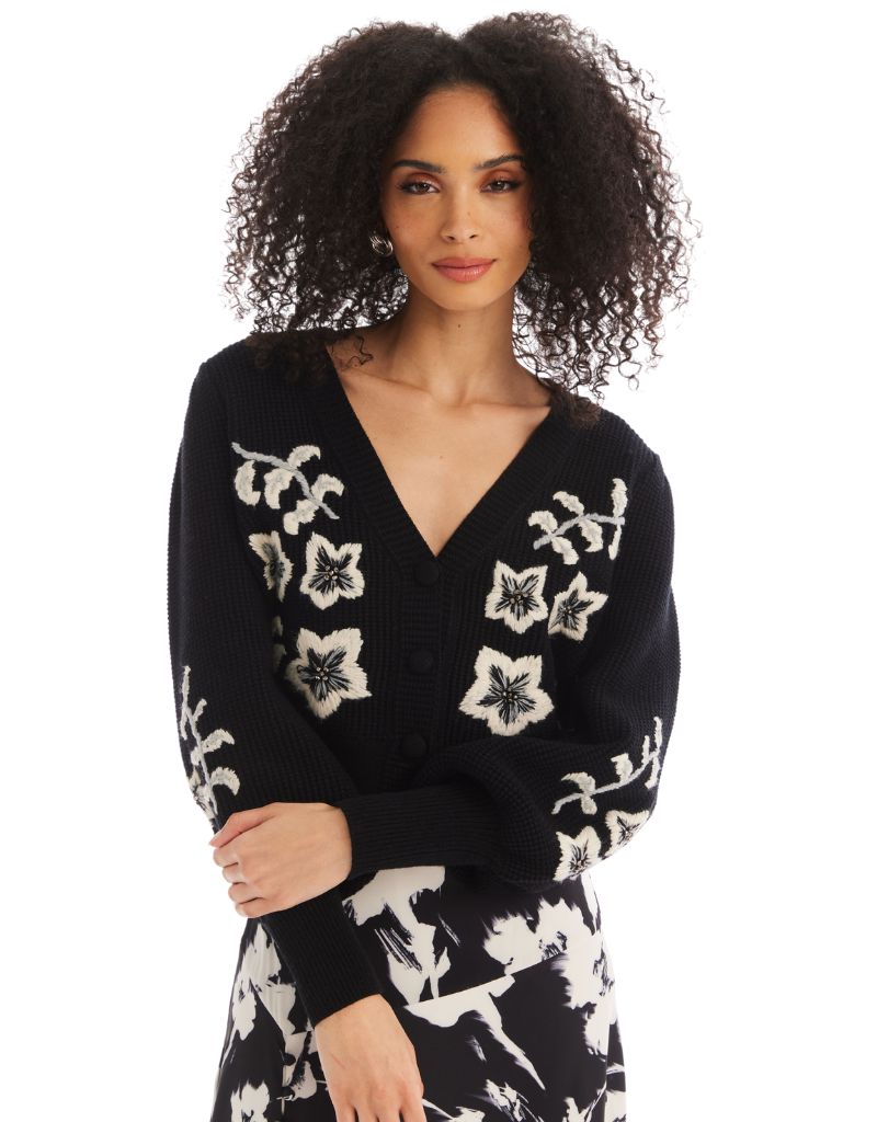 Allison Beaded Piper Cardigan Black