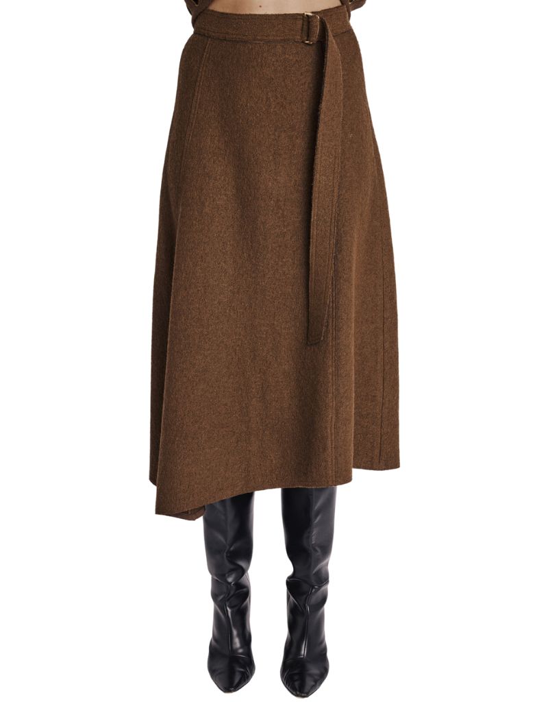 Berenice Janka Midi Trapeze Skirt Brown