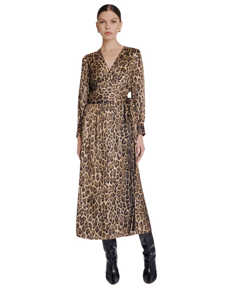 Berenice Rita Robe Longue Leopard Print