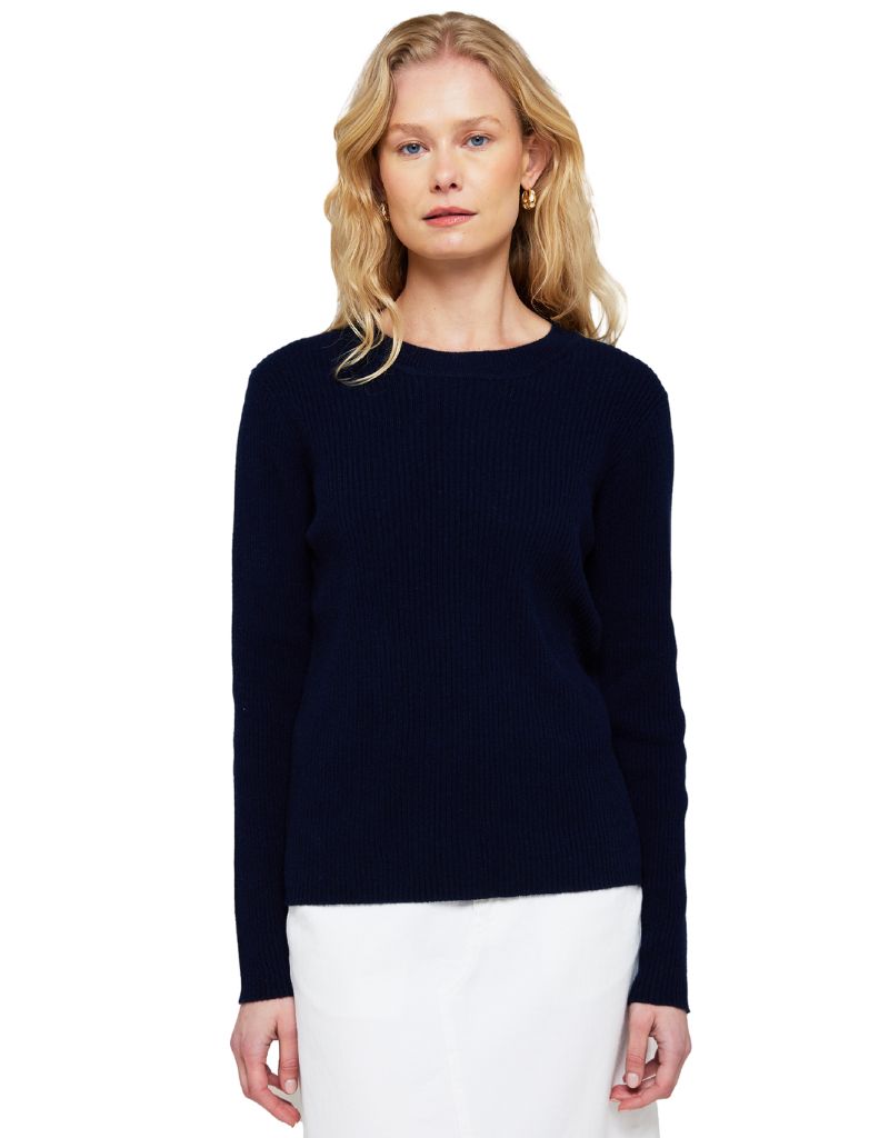 Brodie Katie Rib Round Neck Navy