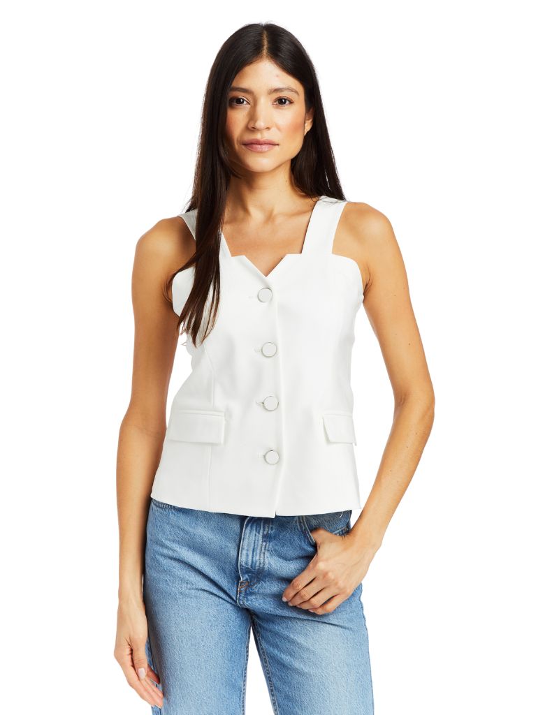 Drew Billie Cotton Stretch Vest White 