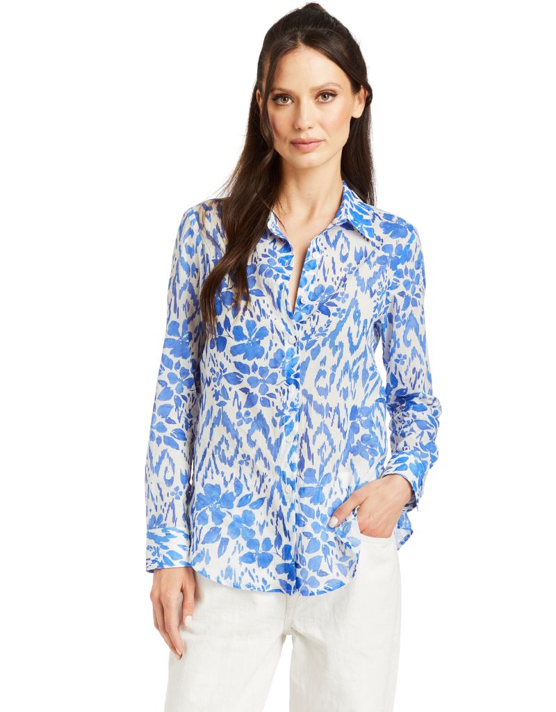 Drew Natalee Cotton Voile Blouse Ocean