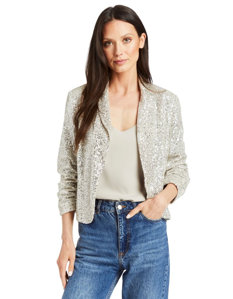 Drew Suzie Sequin Blazer Stone