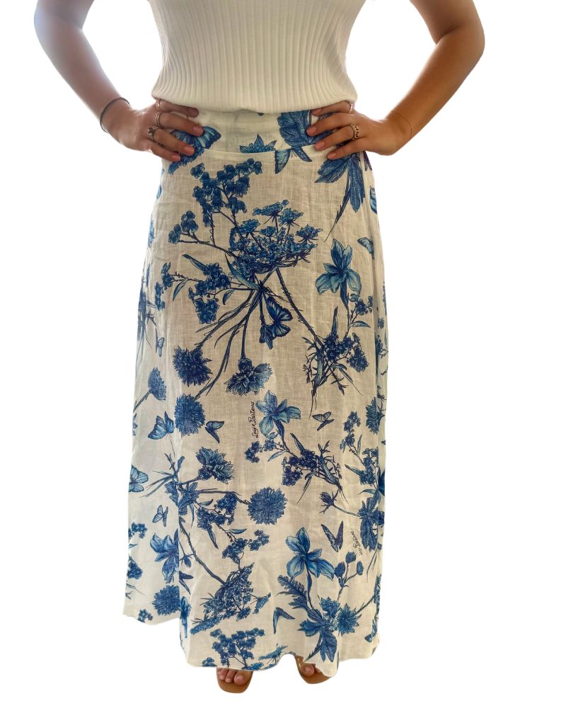 Luisa Positano Esmeralda Skirt in Blue Butterfly