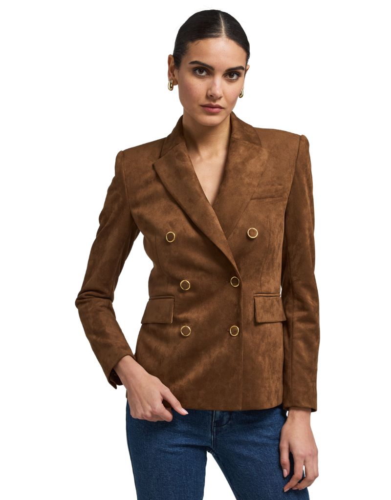 Generation Love Arielle Vegan Suede Blazer Caramel