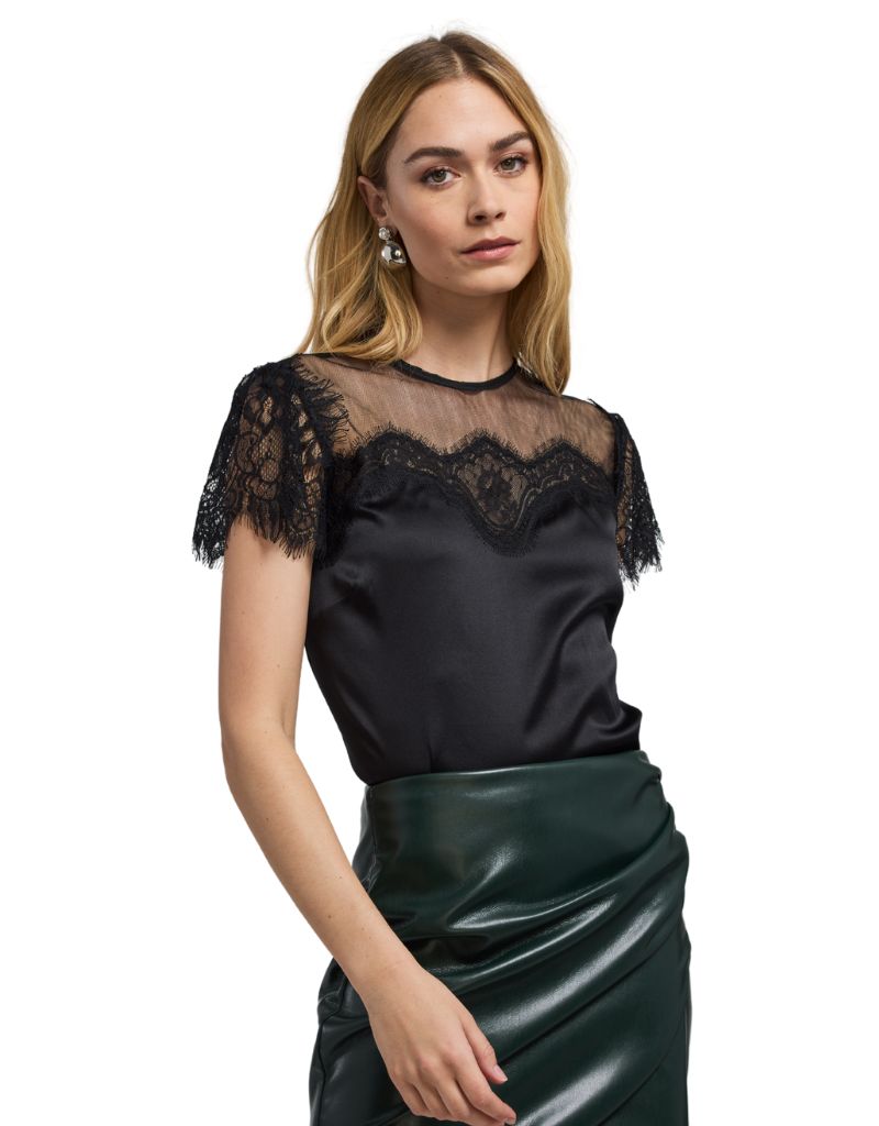 Generation Love Farren Lace Combo Top Black