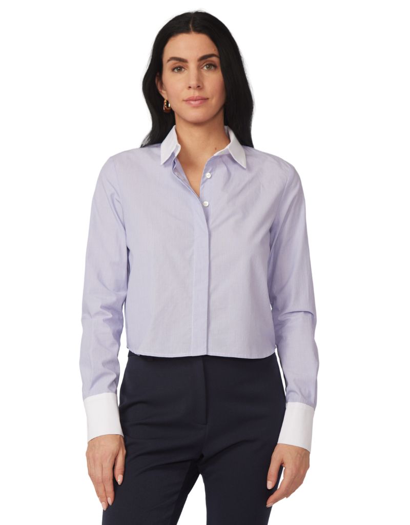 Gilner Farrar Madilyn Blouse Blue Striped Poplin