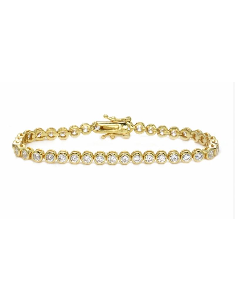 JTG Jewelry 4mm Bezel Tennis Bracelet Gold