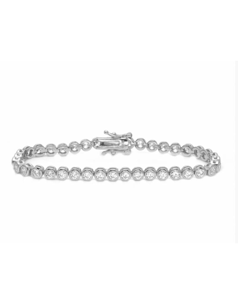 JTG Jewelry 4mm Bezel Tennis Bracelet Silver