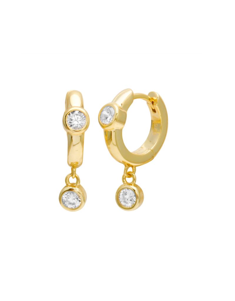 JTG Jewelry Bezel Drop Mini Huggies Gold