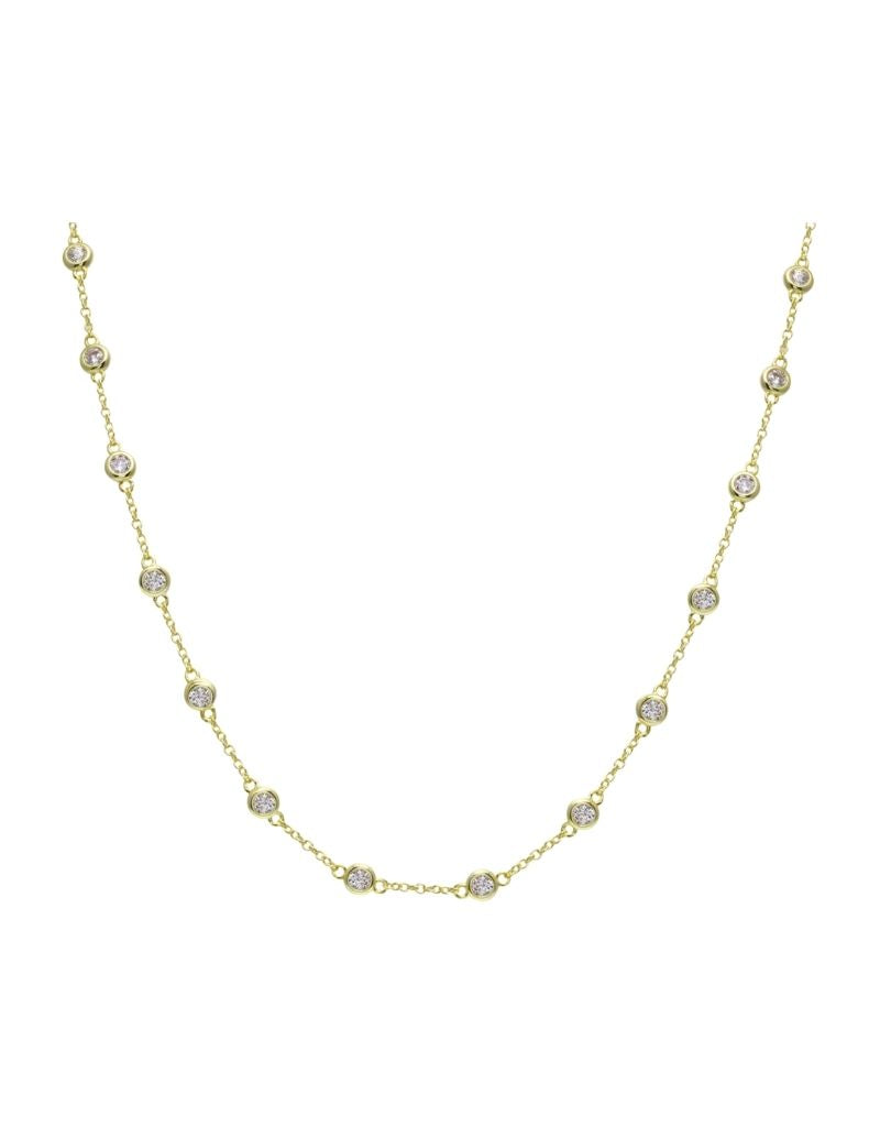 JTG Jewelry Bezel Strand Necklace Gold