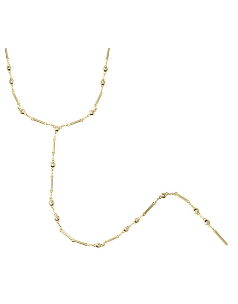 JTG Jewelry Diamond Bezel Bar Lariat Gold