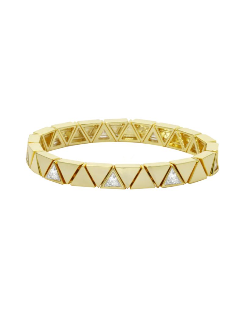 JTG Jewelry Diamond Triangle Stretchy Bracelet Gold