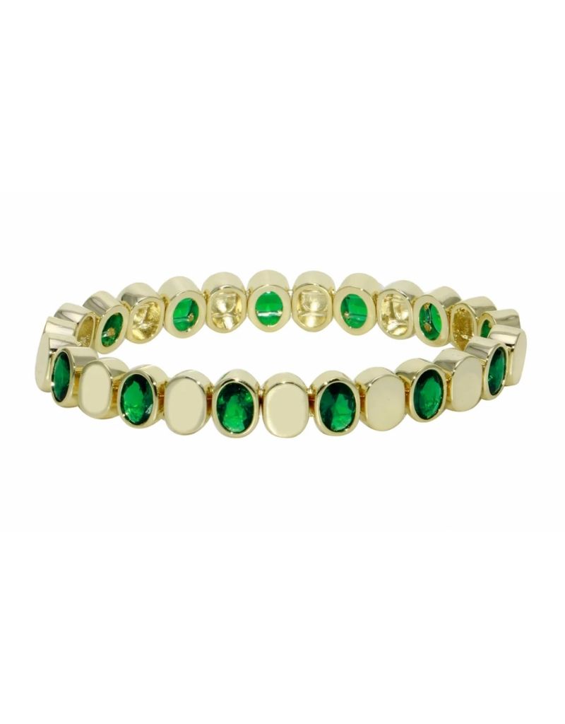 JTG Jewelry Emerald Oval Stretchy Bracelet