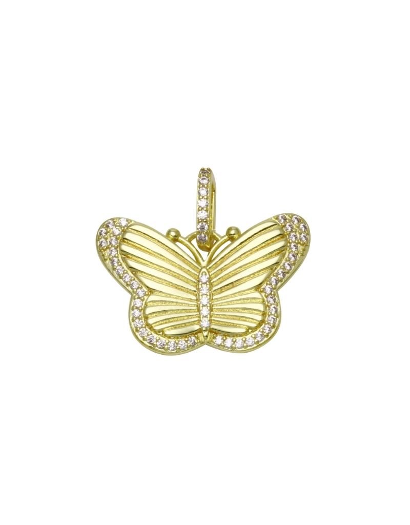 JTG Jewelry Fluted Butterfly Charm Gold