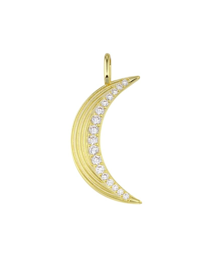 JTG Jewelry Fluted Moon Charm Gold