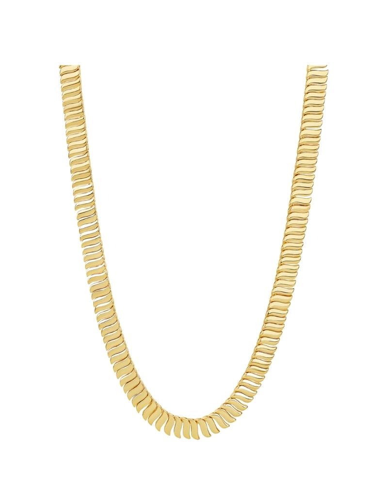 JTG Jewelry Golden Wave Tennis Necklace Gold