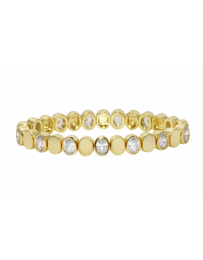 JTG Jewelry Oval Stretchy Bracelet Gold