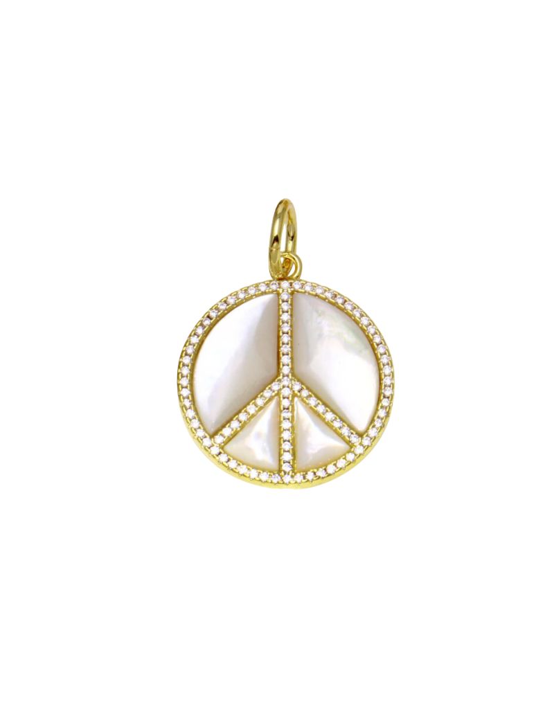 JTG Jewelry Peace Stone Charm Gold White