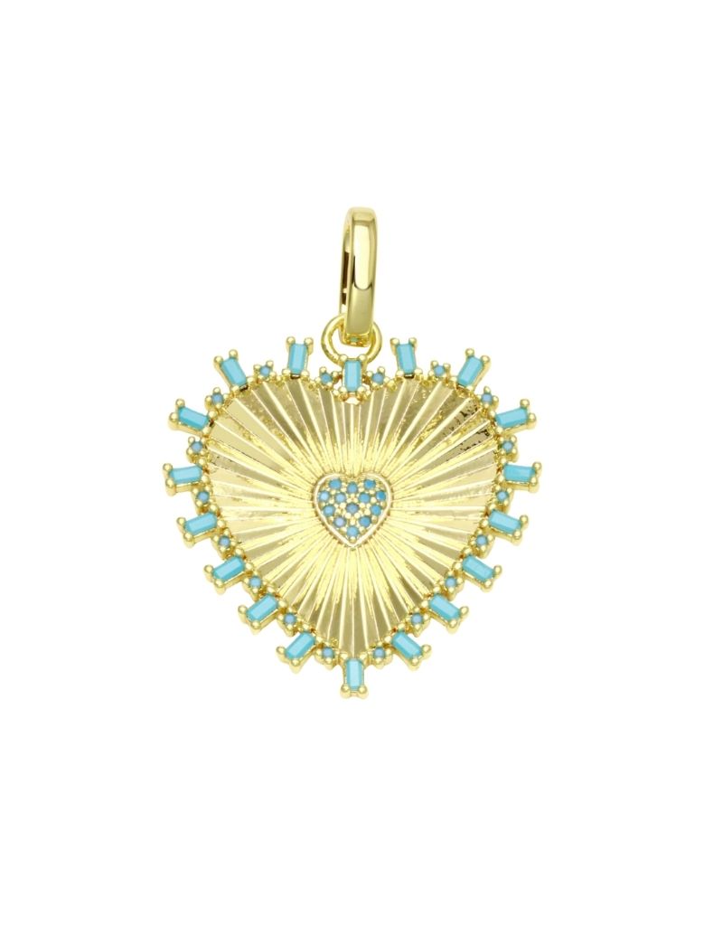 JTG Jewelry Turquoise Fluted Heart Charm