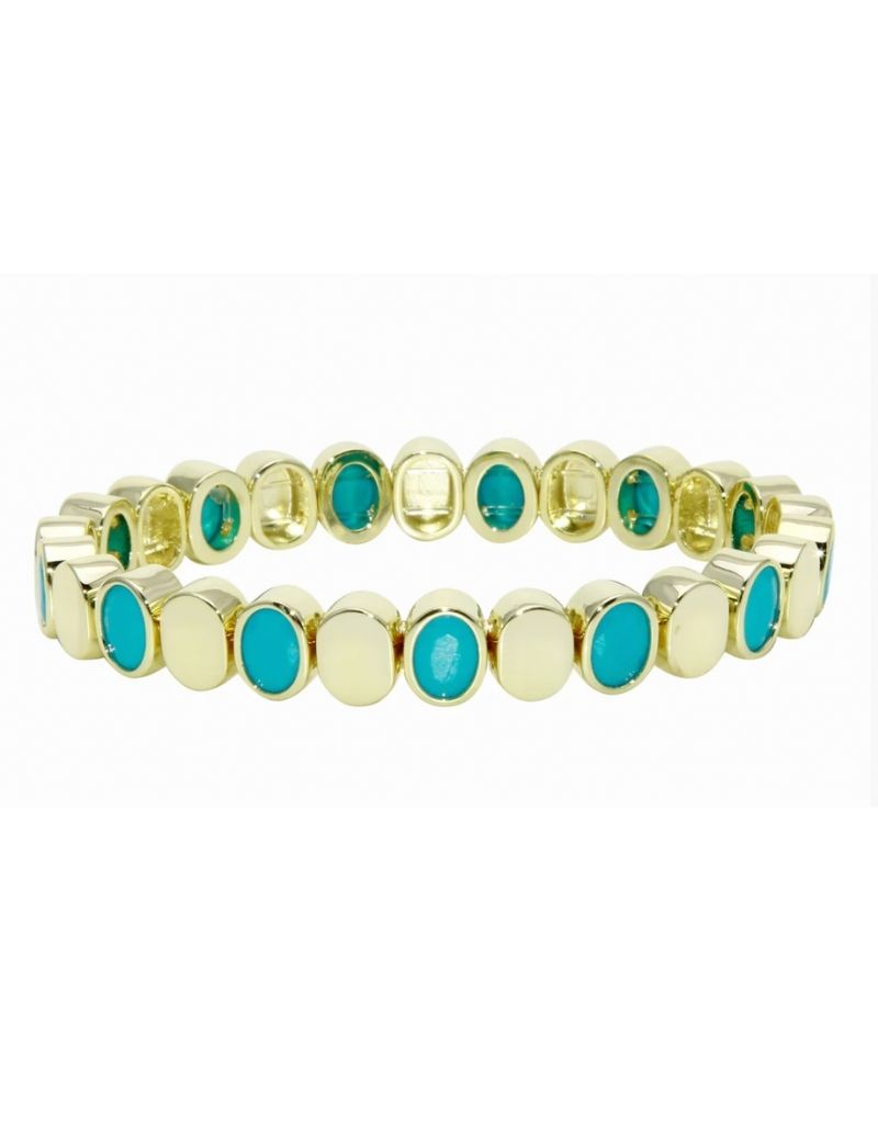 JTG Jewelry Turquoise Oval Stretchy Bracelet