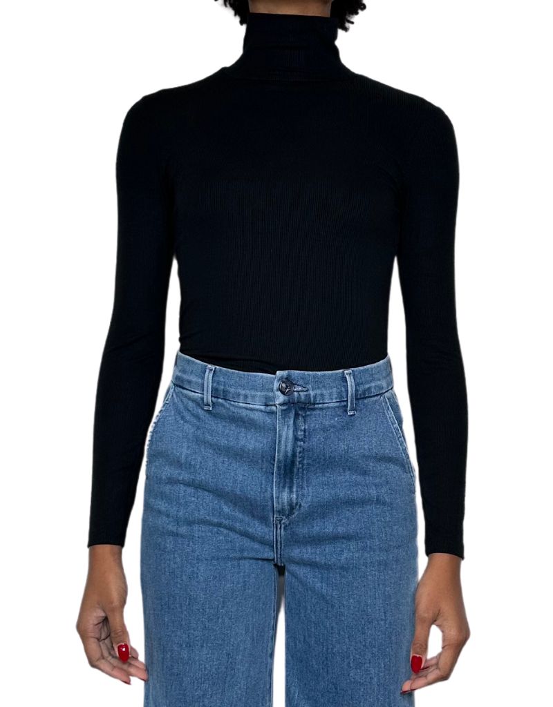 LNA Dalston Rib Turtleneck Black