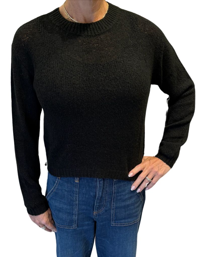 LNA La Costa Semi Sheer Sweater Black