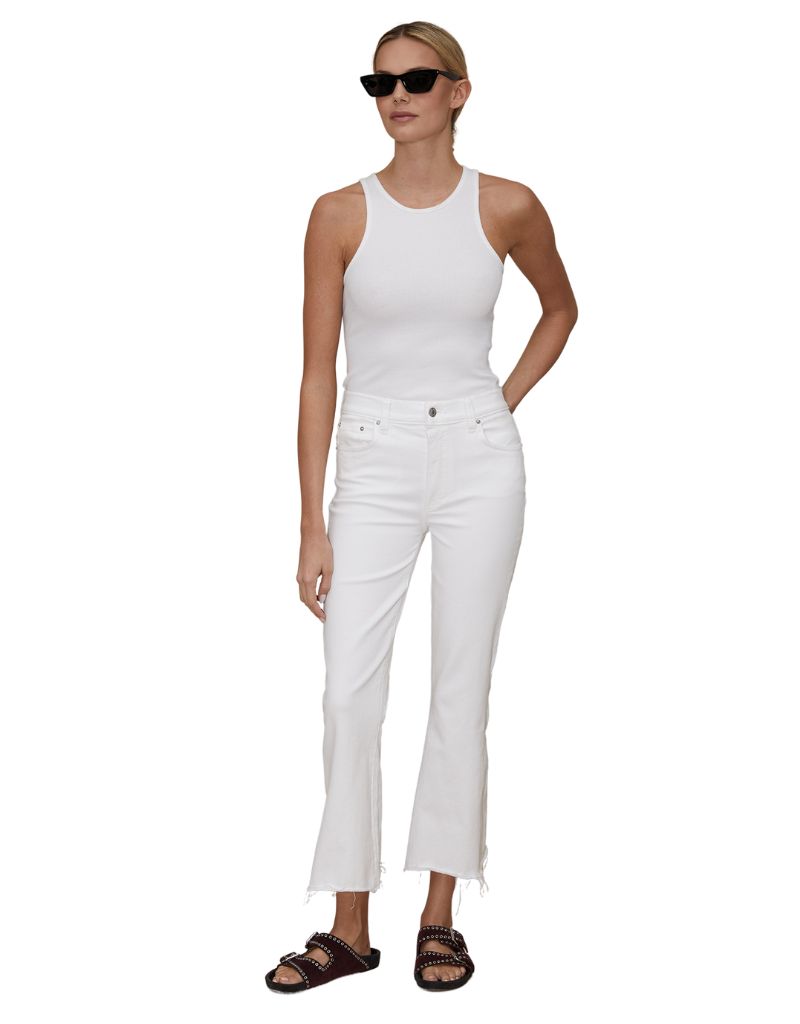 Le Jean Bella Crop Flare in White