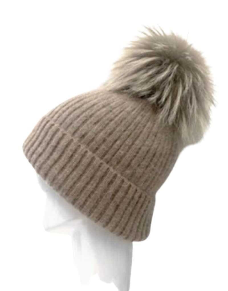 Linda Richards HA-62 Mohair Wool Hat Taupe on mannequin