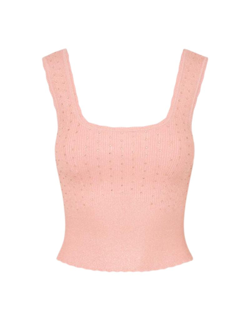 LoveShackFancy Prague Tank Shimmering Crystal Pink Champagne