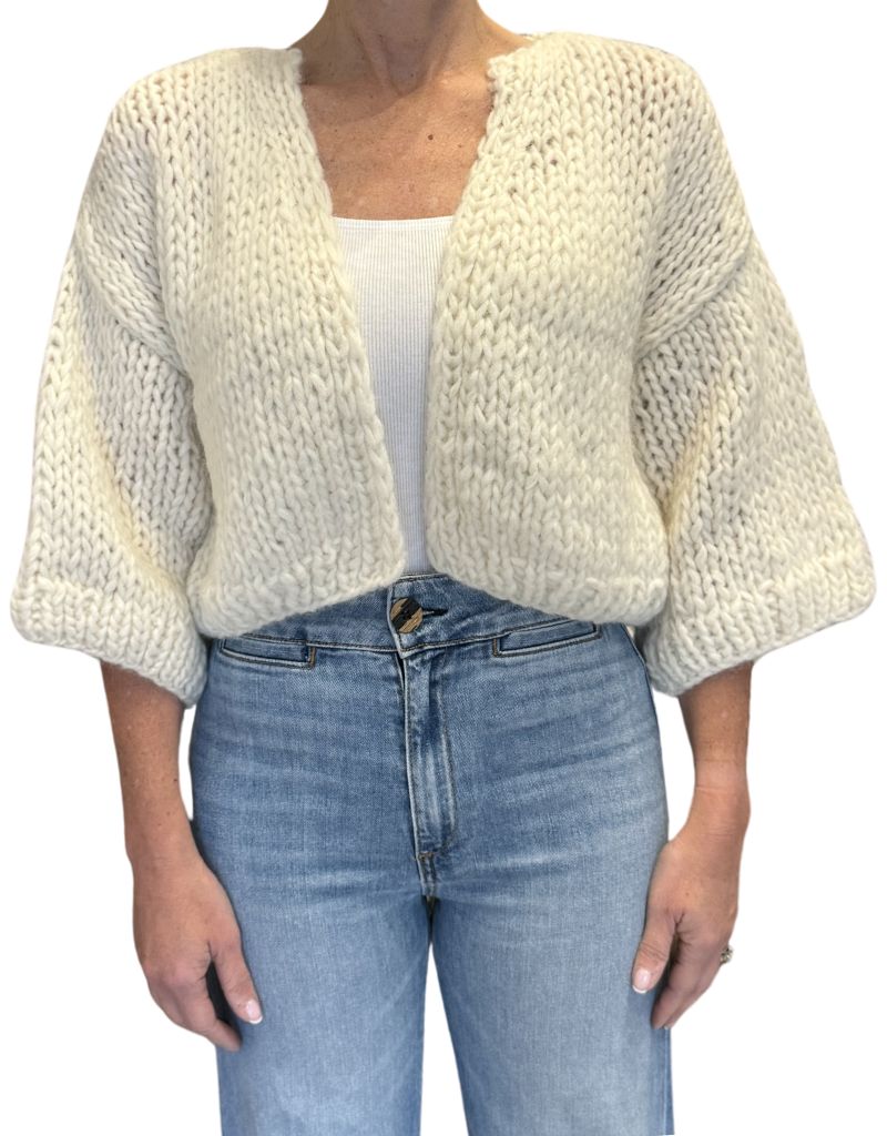 Maiami Alpaca Short Sleeve Cardigan Creme