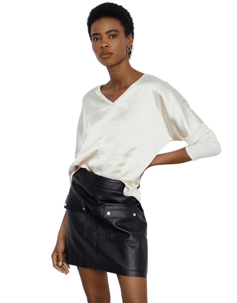 Melissa Nepton Damia Faux Leather Skirt Black