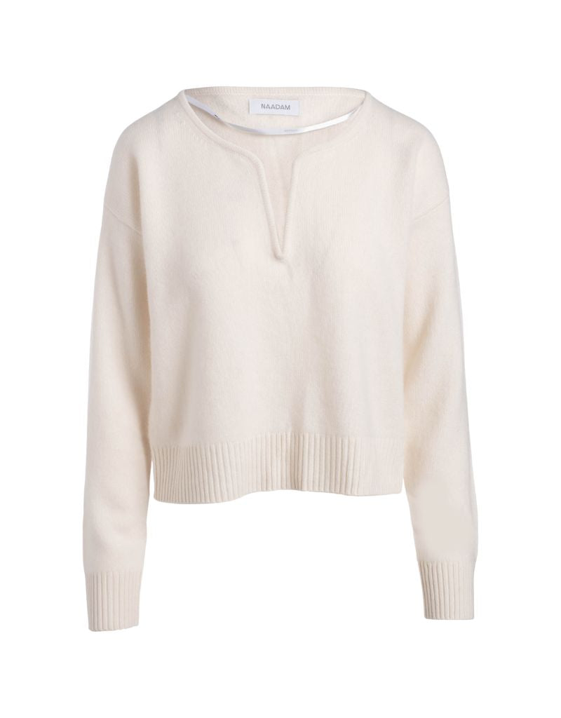 Naadam Luxe Cashmere V Wire Sweater White