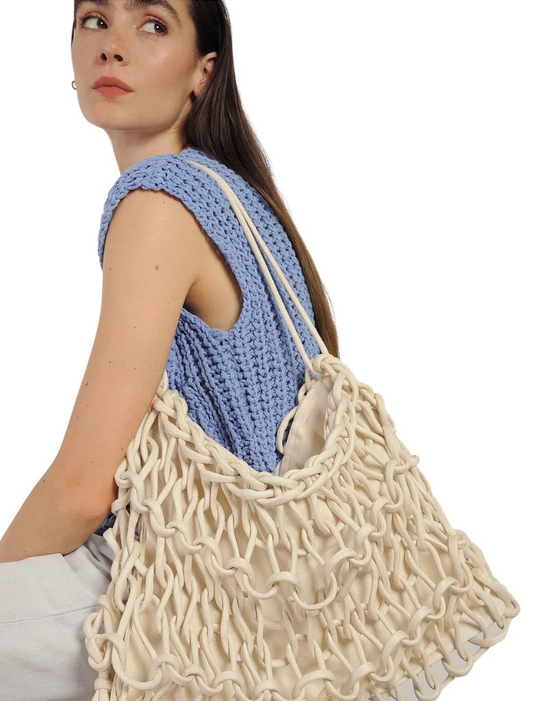 Nadia Bag Waxed Cotton White