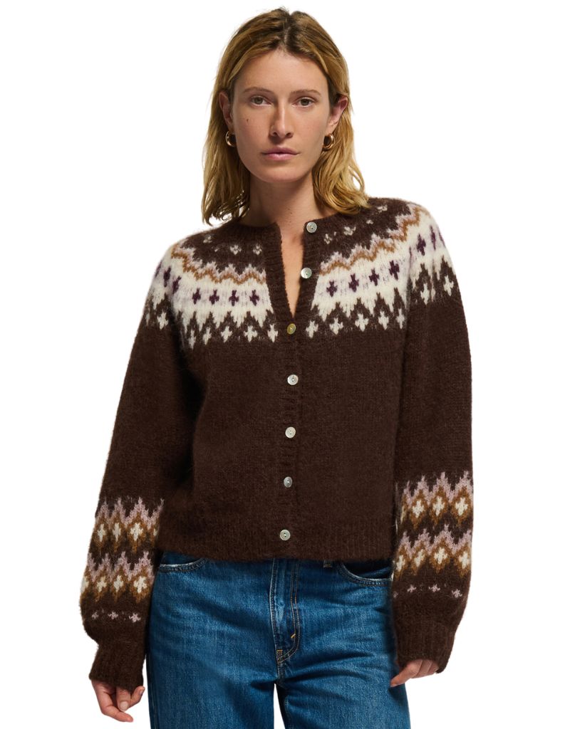 Nation Lula Fair Isle Cardi Coffee