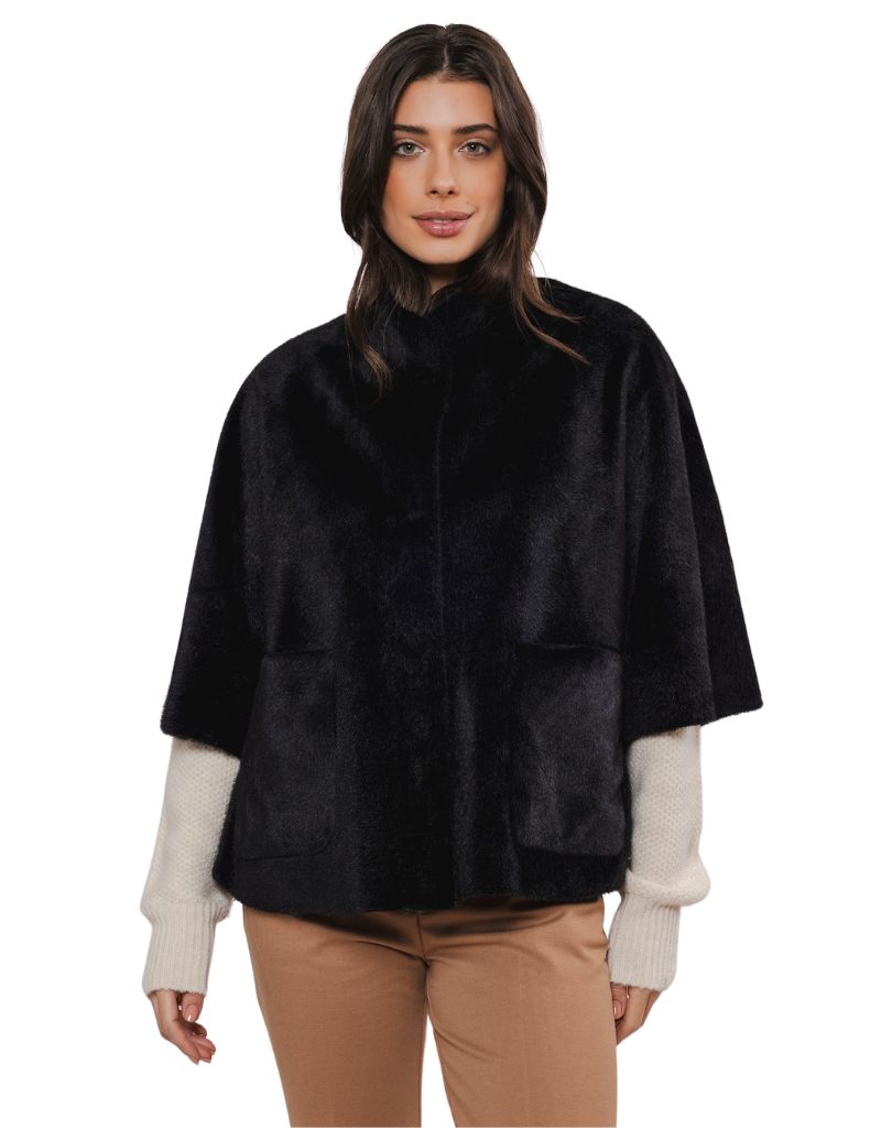 Rino & Pelle Dewi Faur Fur Cape Black