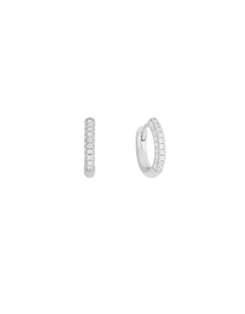 Shashi 18K Pave Huggie Silver