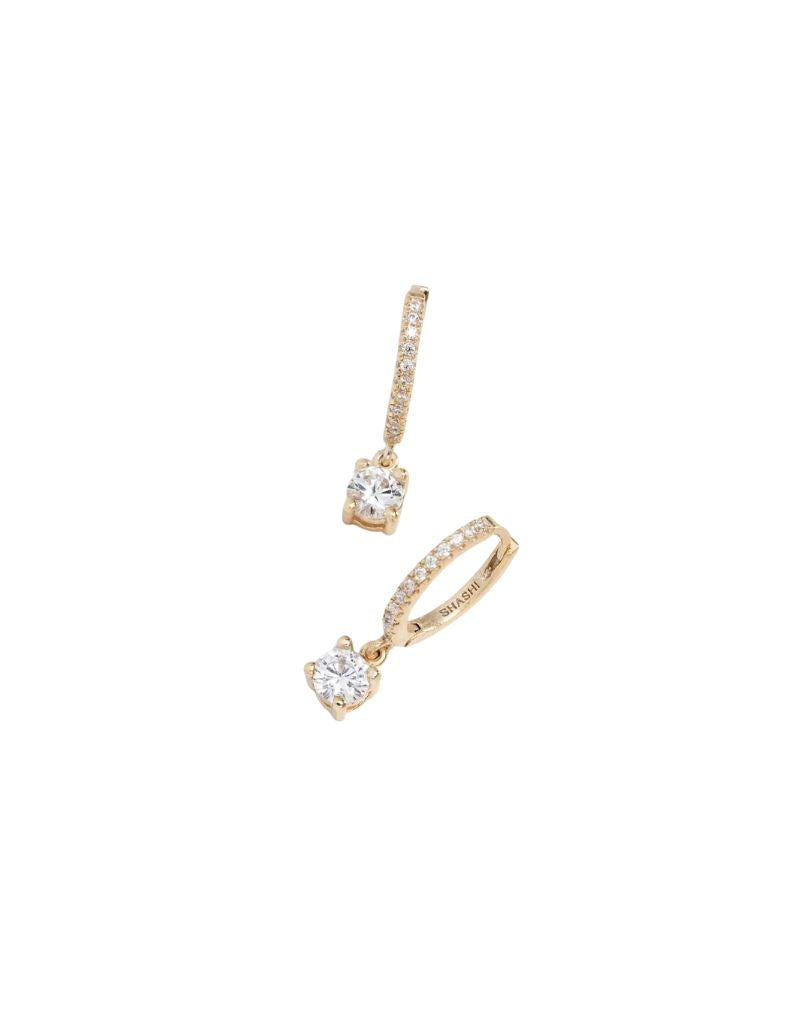 Shashi Solitaire Pave Huggie Gold