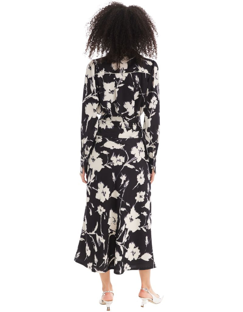 Satin Reese Skirt Black Ivory Floral