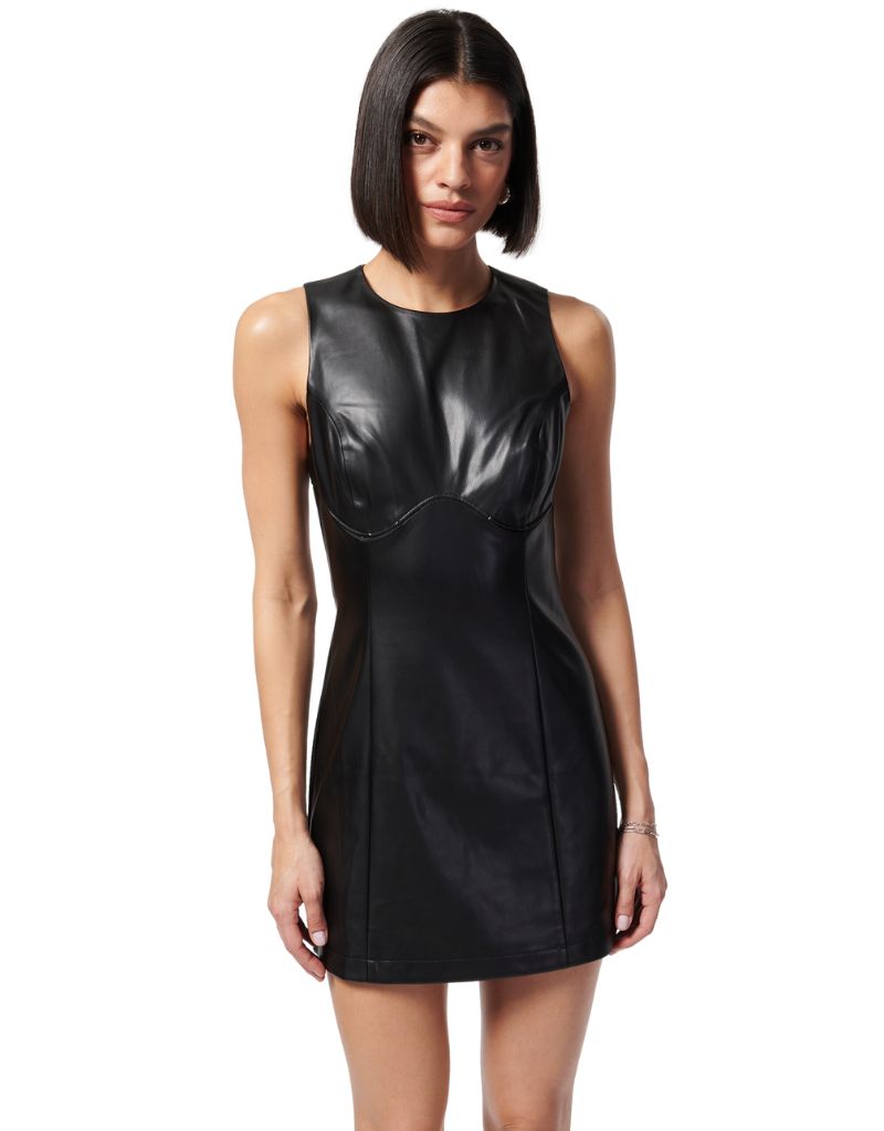 Juvia Vegan Leather Dress Black H23